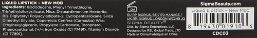 Sigma Beauty Liquid Lipstick - Bold Matte Finish with Satin Touch | Clean, Vegan, Cruelty-Free (New Mod)