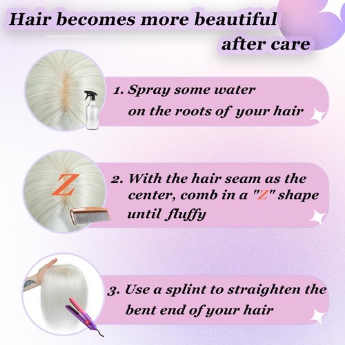Hair Toppers for Women Real Human Hair， 360° 3D Cover Hair Topper Clip in Bangs 10 Inch Realistic Scalp Pieces for Women with Thinning Crown (Gray, Side Bangs)