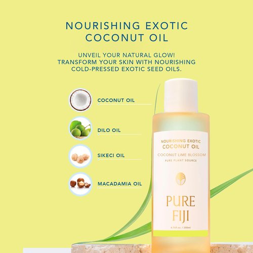 PURE FIJI Nourishing Exotic Coconut Body Oil, Coconut Lime Blossom (7.7 fl oz/230ml)