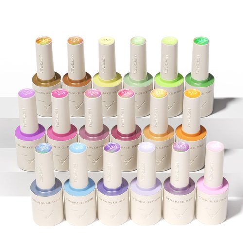 VENALISA V1 Gel Nail Polish Kit of 22 Pcs With Color Display Card Blue Pink Yellow Green Colors Glitter Cat Eye Gel Polish Set Soak Off Salon Nail Art DIY at Home Manicure