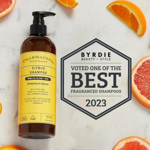 Pharmacopia Citrus Shampoo - Natural Plant-Based Hair Care with Aloe Vera & Jojoba Oil | 16 oz Vegan & Cruelty-Free