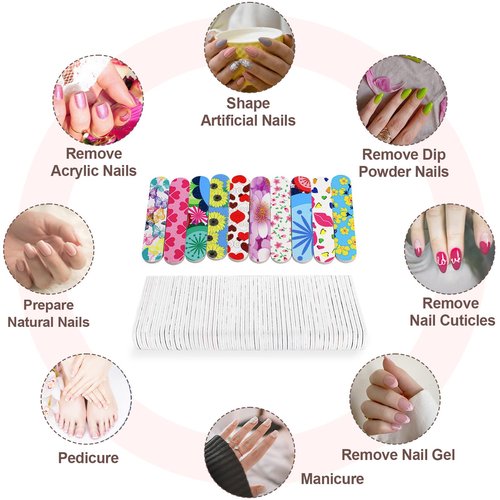 Mini Nail Files, Colorful Emery Boards for Nails Double Sided 180 Grit Emory, Gifts Bulk Fingernails Manicure Tools Shaping Buffing Smoothing Filers Cute 3.5” (100 Pcs Colorful 180 Grit 3.6 in)