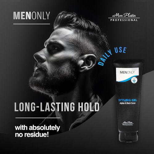 Mon Platin Men’s Hair Gel - Strong Hold Styling Gel with Jojoba & Black Caviar, 250ml