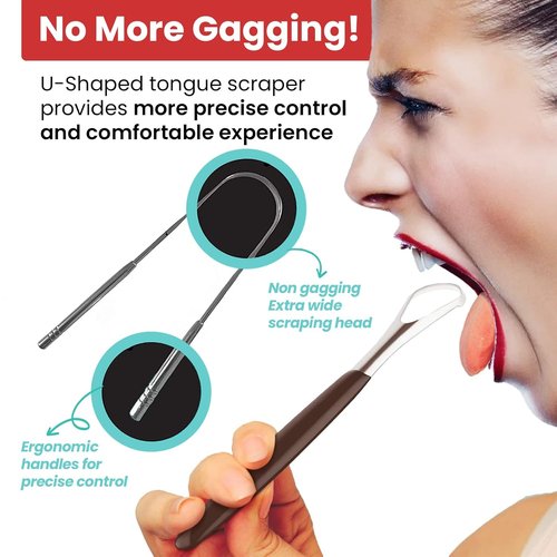 KN FLAX Tongue Scraper - Medical Grade Metal Tongue Cleaner for Bad Breath | 100% BPA Free, Easy to Use