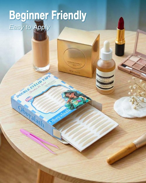 Obeyalash 700 Pcs Eyelid Tape with Tweezers, Double Eyelid Tape for Invisible Lace Waterproof Lifter Strips, Natural Strong Hold for Monolid & Hooded Eyes, Beginner Friendly Makeup