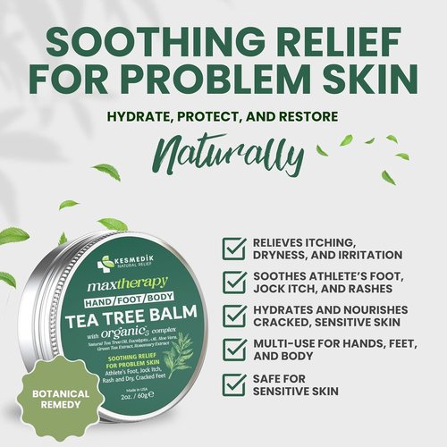 KESMEDIK Tea Tree Oil Balm - Soothes Itching & Rashes | Antifungal Relief for Skin Issues