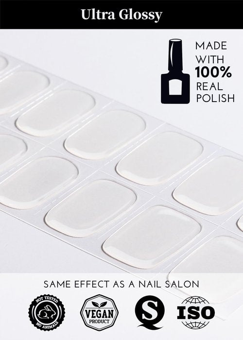 Banmagately Semi Cured Gel Nail Strips, 20Pcs Long Lasting Salon Quality Wraps, Easy Apply & Remove Gel Nail Stickers with UV Light (Clear Glossy)