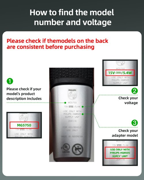 15V 6Ft HQ8505 Charger Fit for Philips Norelco OneBlade QP6520 QP6530 QP6510 QP6550 Shaver Razor Replacement Power Supply Adapter Cord