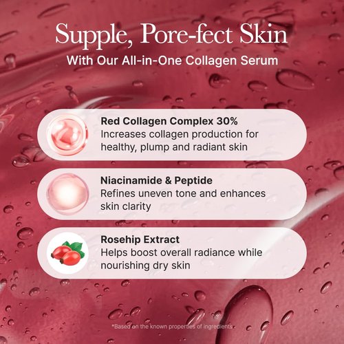 Arencia Overnight Red Smoothie Face Serum, Glowing & Soothing with 30% red collagen, Niacinamide, Peptide, Vitamin E