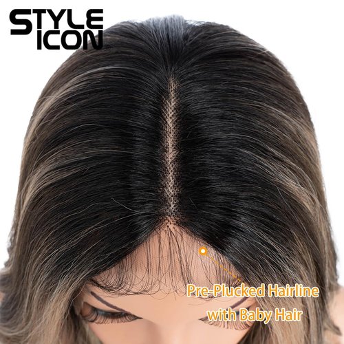Style Icon Highlight Blonde Long Wavy Wig for Women Middle Part Curly Wavy Wig Natural Looking Synthetic Heat Resistant Fiber Wig for Daily Party Use (28 Inches, NTPDHL1B/8/26R)