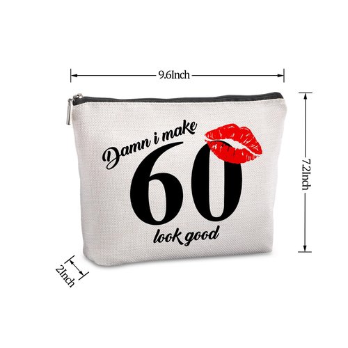 Pwrlveiut 60th Gifts Idea 60th Birthday Gift for Women Travel Makeup Bag Birthday Gifts for 60 Year Old Woman Turning 60 Gifts Woman 60th Birthday Gifts Ideas Cosmetic Bag