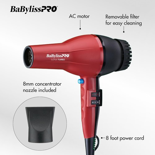 BaBylissPRO Turbo Xtreme Professional Hair Dryer - Fast Drying, Lightweight Design | Black