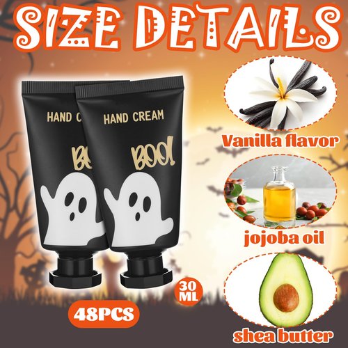 Heigble 48 Sets Halloween Ghost Hand Cream Gifts Bulk Halloween Hand Cream Travel Lotion Mini Size Baby Shower Party Gifts Favors Ghost Birthday Christmas Party Supplies for Guest