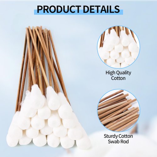 Long Cotton Swabs 10 Inch, 100pcs Cotton Tipped Applicators with Large 1/2 Inch Diameter Swab for Cleaning - Non-sterile