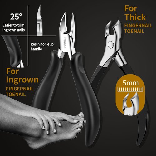 EBEWANLI Podiatrist Toenail Clippers for Seniors Thick Toenails, Toe Nail Clippers for Thick Nails for Seniors, Straight Toe Nail Clippers for Men, Ingrown Toenail Clippers and Angled Nail Clipper Set