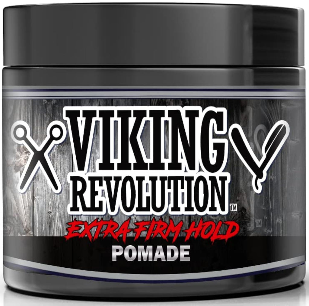 Viking Revolution Extreme Hold Pomade for Men - Extra Firm Hold & High Shine - Water-Based, Easy to Wash Out, 4oz