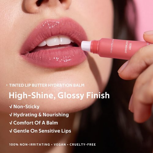 KIMUSE 3 Pack Tinted Lip Butter Hydration Balm, Hydrating Lip Treatment with Hyaluronic Acid & Vitamin E, Tinted Lip Balm for Instant Moisture, Shine & Hydration, Supple Lips, Vegan & Cruelty-Free