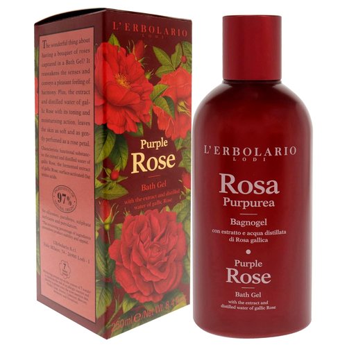 L'Erbolario Shower Gel - Moisturizing Body Wash with Floral Fragrance - Purple Rose - 8.4 oz