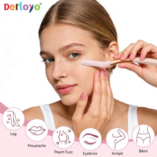 Eyebrow Razor and Face Razor for Women, Reusable Metal Handle with 7 Refill Blades, Dermaplane Razor with Protective Silicone Cap, Eyebrow Hair Trimmer
