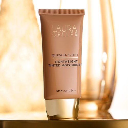 LAURA GELLER NEW YORK Quench-n-Tint Tinted Moisturizer - Sheer to Light Buildable Coverage - Natural Glow Finish - Lightweight Formula with Hyaluronic Acid, 04 Medium