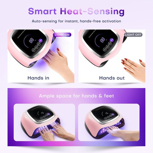 Gugusure UV LED Nail Lamp, Upgrade 180W Nail Dryer for Gel Polish with LCD Display, Auto Sensor and 4 Timer Settings, Professional Curing Lamp Light with 42 Beads for Salon and Home
