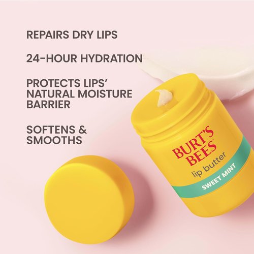Burt's Bees Sweet Mint Lip Butter - 24-Hour Hydration & Moisture Lock | 0.5 Oz Antioxidant Formula