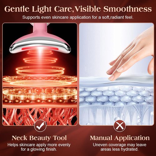 Face and Neck Massager Tool with Heat & 3 Light Therapies, Smart Vibration, Red-Light-Therapy and EMS Modes, Gua Sha Facial Tools for Face and Neck Skin Care and TMJ Relief