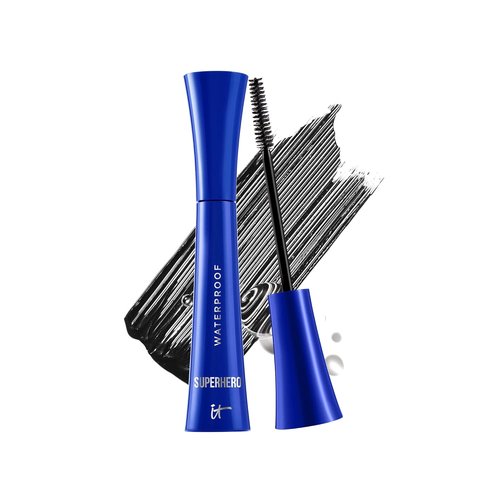 IT Cosmetics Superhero Waterproof Mascara - 24HR Volumizing Formula with Biotin & Peptides - Super Black, 0.3 fl oz