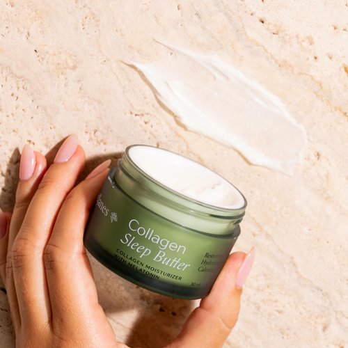 Collagen Sleep Butter Night Cream with Vegan Collagen, Hyaluronic Acid & Melatonin Complex – Hydrating Overnight Moisturizer for Dry or Mature Skin