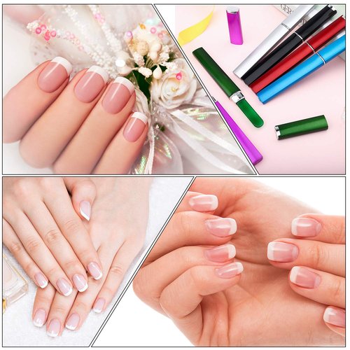 Mudder 6 Pack Glass Nail Files with Case for Natural Nails Crystal Double Sided Fingernail Files for Women Gentle Manicure Care Birthday Gifts Stocking Stuffers(Dark Colors)
