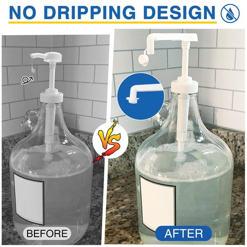 4Pcs Gallon Jug Syrup Pump Dispenser, 38-400 Leak Proof Pump for Gallon Jug - Lotion Shampoo Pump Cap Included, Fits 1 Gallon Bottle 64oz 128oz Shampoo Laundry Detergent Containers