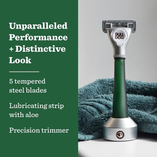 Bulldog Mens Skincare and Grooming Original Recycled Glass Handle Razor with Razor Stand
