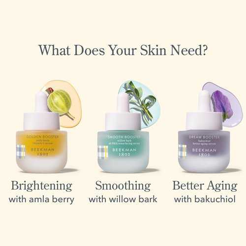 Beekman 1802 Golden Booster Amla Berry Face Serum – Plant-Based Vitamin C Alternative – Brightening & Tone-Evening Serum – Helps Reduce the Look of Dark Spots – Sensitive Skin Safe – 1 fl oz