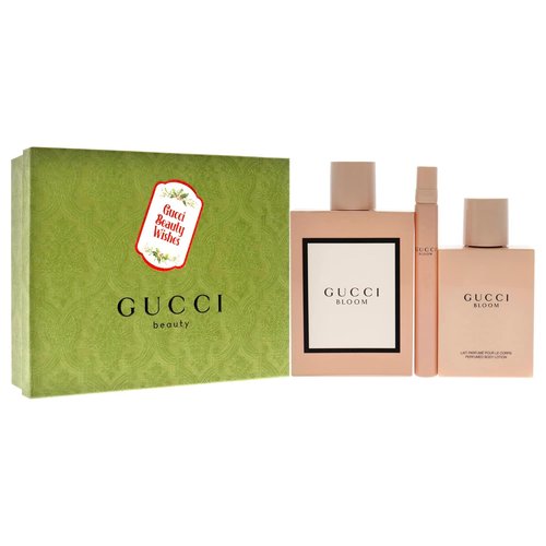Gucci Bloom Gift Set - 3.3oz EDP Spray, 3.3oz Body Lotion & 0.33oz EDP Spray for Women