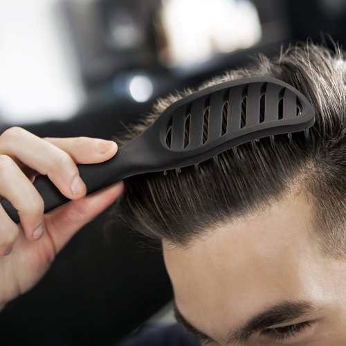 FIXBODY Curved Vent Hair Brush - Detangling & Blow Drying Tool for Short Thick Hair | Unisex, Black