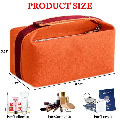 Fammart Travel Makeup Bag, Waterproof Canvas Cosmetic Bag Make Up Organizer Case for Women, Large Toiletry Bag Skincare Pouch for Toiletries Accessories Brushes