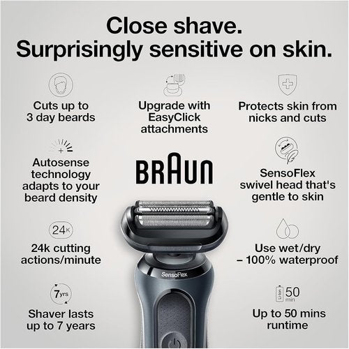 Braun Series 6 6046cs Electric Razor - Wet & Dry Cordless Foil Shaver with Charging Stand & Travel Case - Black