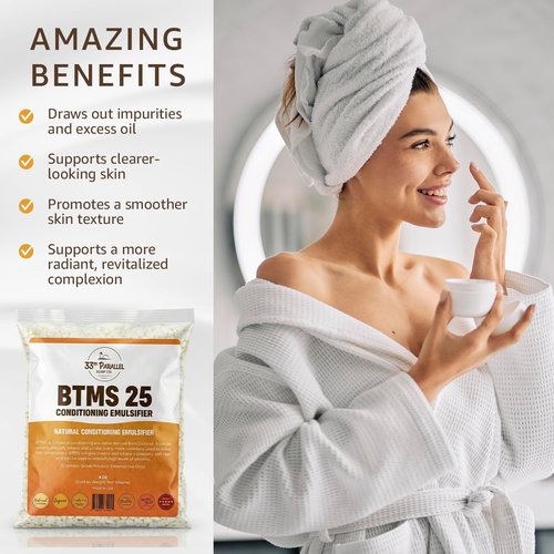 33RD PARALLEL | BTMS 25 (2 lbs / 32 oz) Bulk Conditioning Emulsifier | Behentrimonium Methosulfate Cetearyl Alcohol Emulsifying Conditioner | (2 POUNDS)
