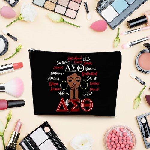LONGXIN Sorority Gifts Paraphernalia for Women Cosmetic Make up Bag Greek Sorority Gift Makeup Zipper Pouch Bag