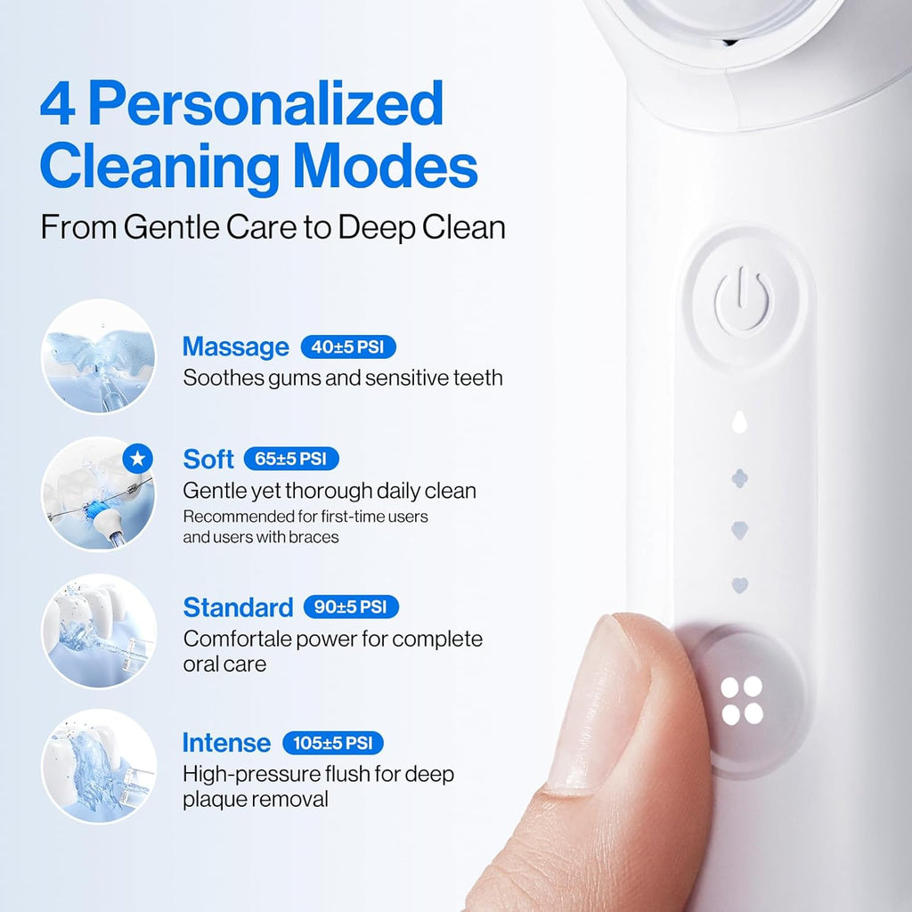 Usmile C10 Portable Water Flosser - Travel-Friendly, 95-Day Battery, 4 Modes, 180ml Tank, IPX7 Waterproof (White)