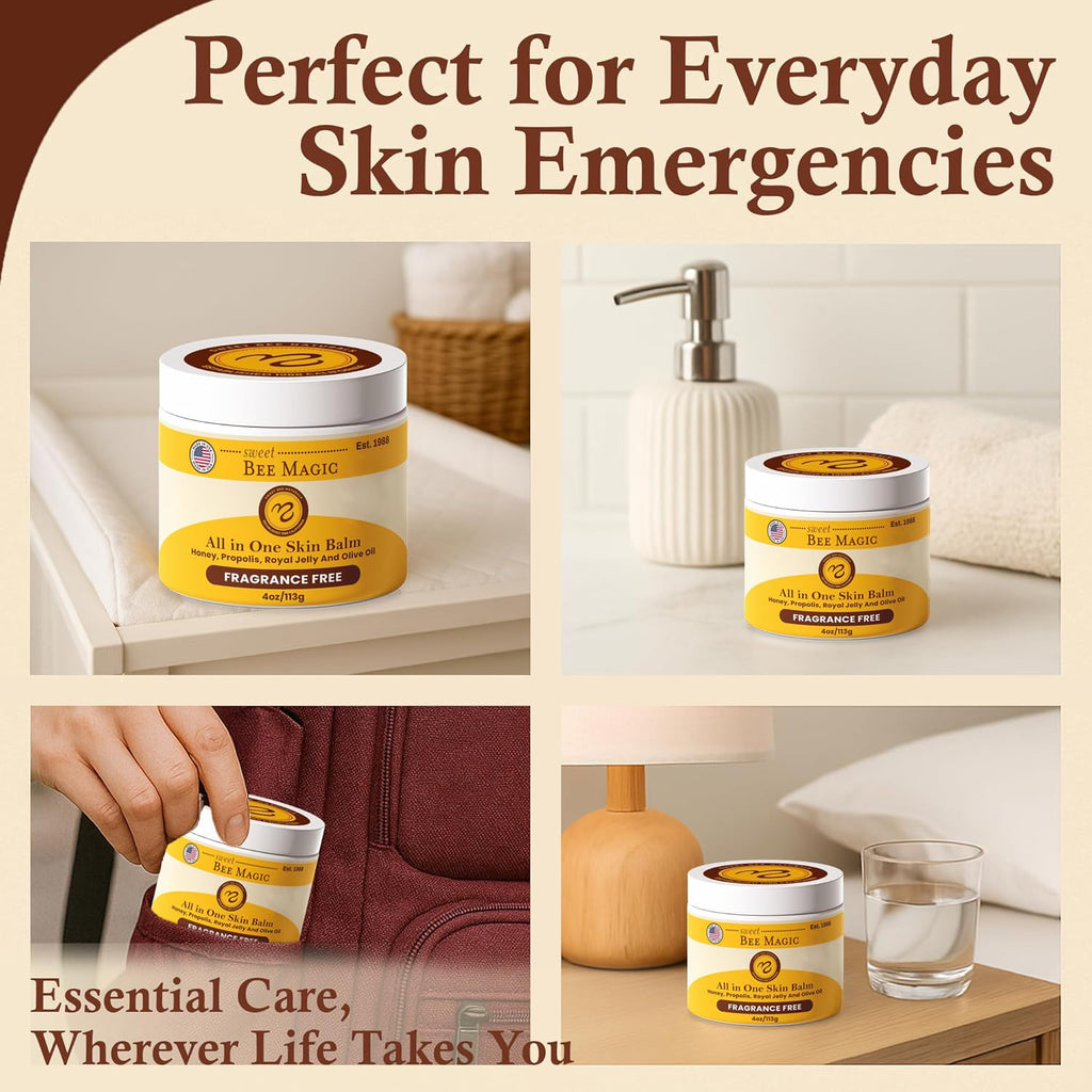 Sweet Bee Magic Organic Honey Balm - All-Natural Moisturizer for Face, Skin & Body - 4oz Jar
