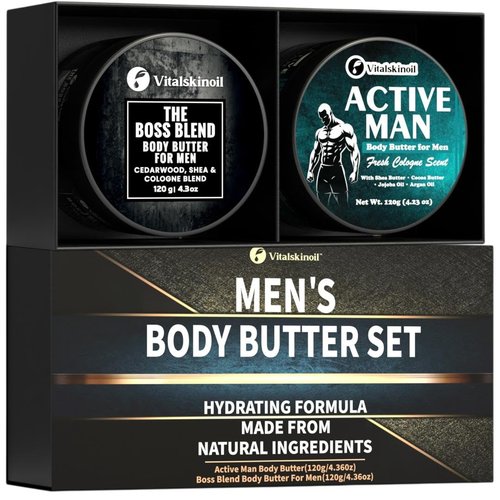 Body Butter for Men Pack of 2, Cologne Scented Moisturizer Gift Set for Men