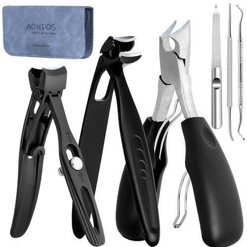 Precision Stainless Steel Heavy Duty Angled Head,Wide Jaw Clippers for Seniors and Man,Ingrown Toenail,Thick Nail.Long Handle, Extra-Large Slanted Nail Cutter.Men,Women,Elderly. (6PCS)