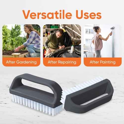 Superio Stiff Nail Brush for Cleaning Fingernails Small Scrub Brush with Handle, Cleaning Brushes for Hands, Toes, and Nails (Black, 18 Pack)