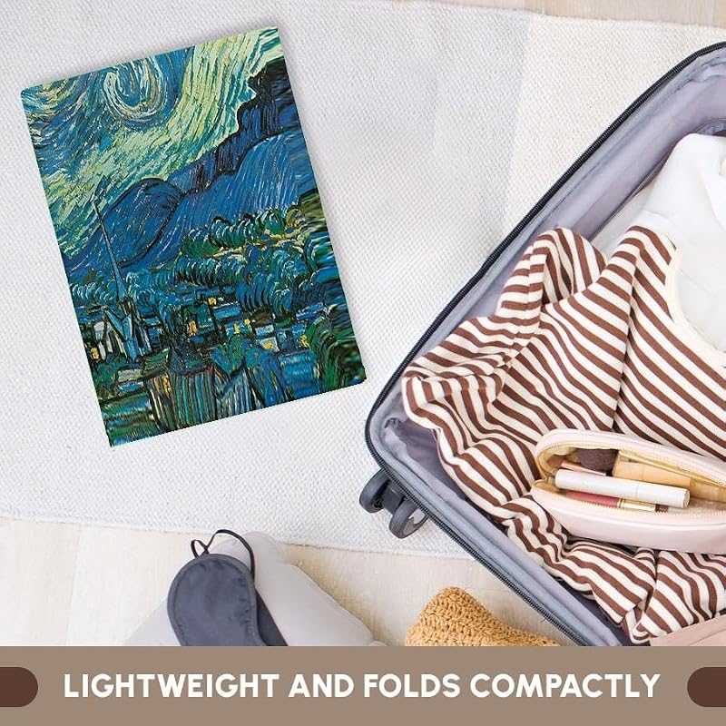 3D Rose 15 x 22 Inch Microfiber Cotton Towel - Starry Night Van Gogh Design - Hand & Sports Use