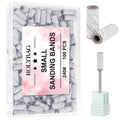 Rolybag 100pcs Small Sanding Bands Nail Drill Bits 240 Extreme Fine Grit Sanding Bands with 3.1mm Mandrel Bits for Acrylic Nails Professional Manicures and Pedicure,Zebra