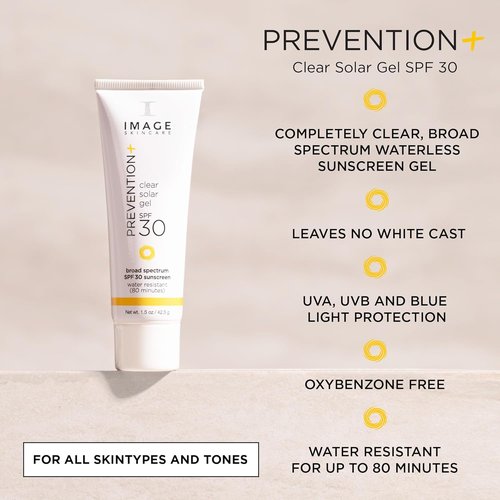 IMAGE Skincare Prevention+ Clear Solar Gel SPF 30 Sunscreen - Broad Spectrum, Weightless Finish, 1.5 oz