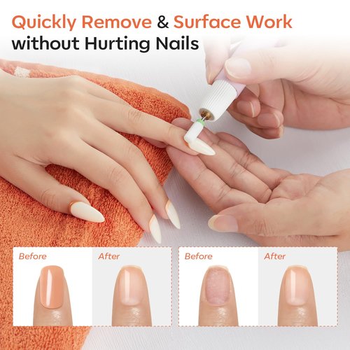 Modelones 24 Pcs Nail Drill Bit Set, 3/32” Ceramic Diamond Carbide Nail Drill Bits, Acrylic Gel Nail Bit Kit, Cuticle Remover Bits for Acrylic Gel Dip Powder Nail Manicure Pedicure