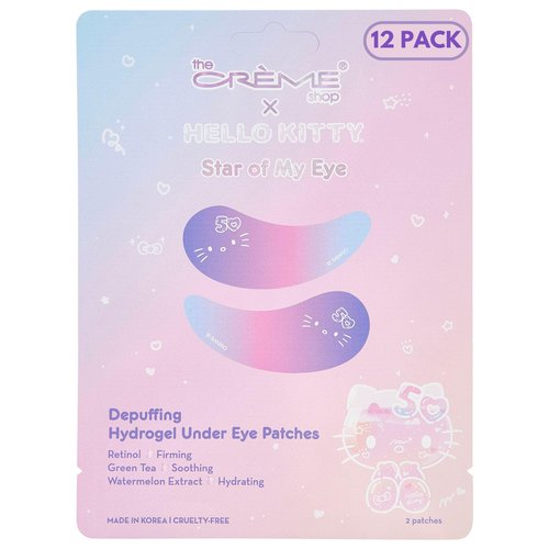 The Crème Shop x Hello Kitty Star Of My Eye Depuffing Hydrogel Under Eye Patches, Hydrating Under Eye Patches for Puffy Eyes and Dark Circles - 50th Year Anniversary Limited Edition (Pack of 12)