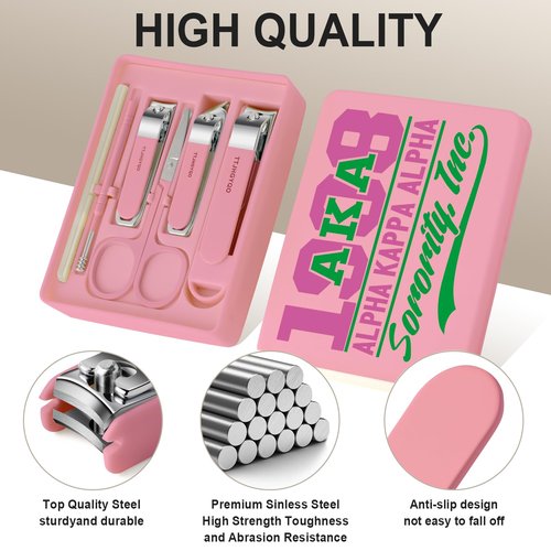 TTJHGYQO Nail Clippers and Beauty Tool,Portable Set Nail Clipper Set,Manicure Kit for Women,Manicure Set 6 in 1 AKA Sorority Gifts Nail Kit Suitable for for Women (AKA Pink)